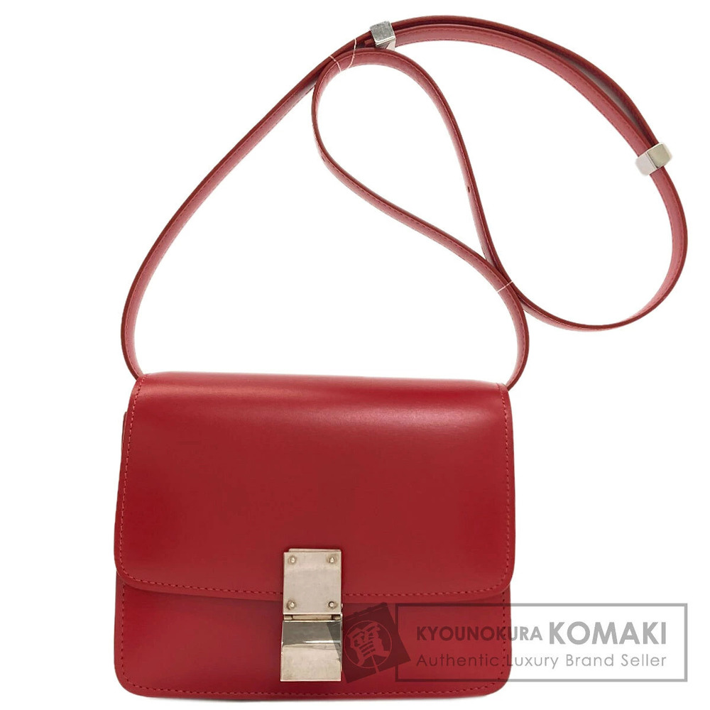 Celine red Classic Box Flap Bag smooth box calfskin metal pushclasp